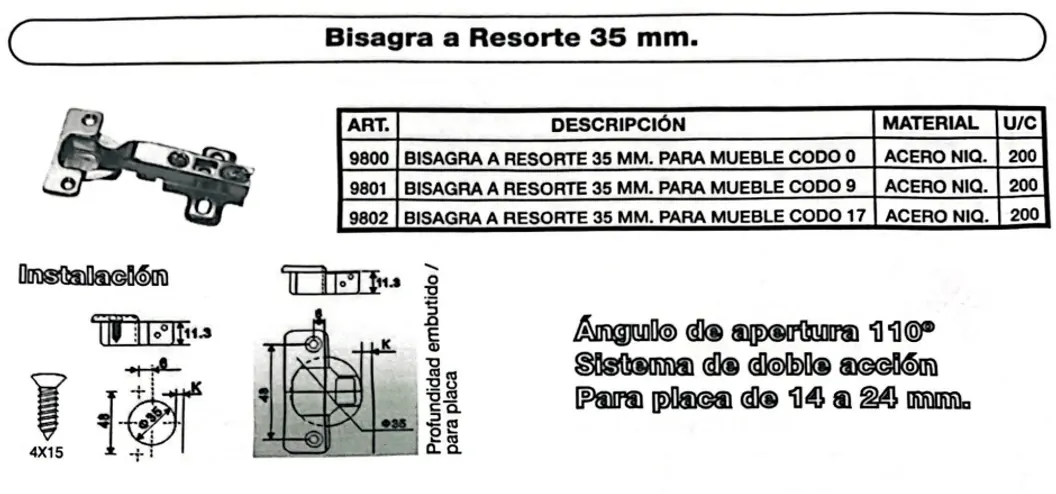 Línea 9000 — ficha de catálogo 19