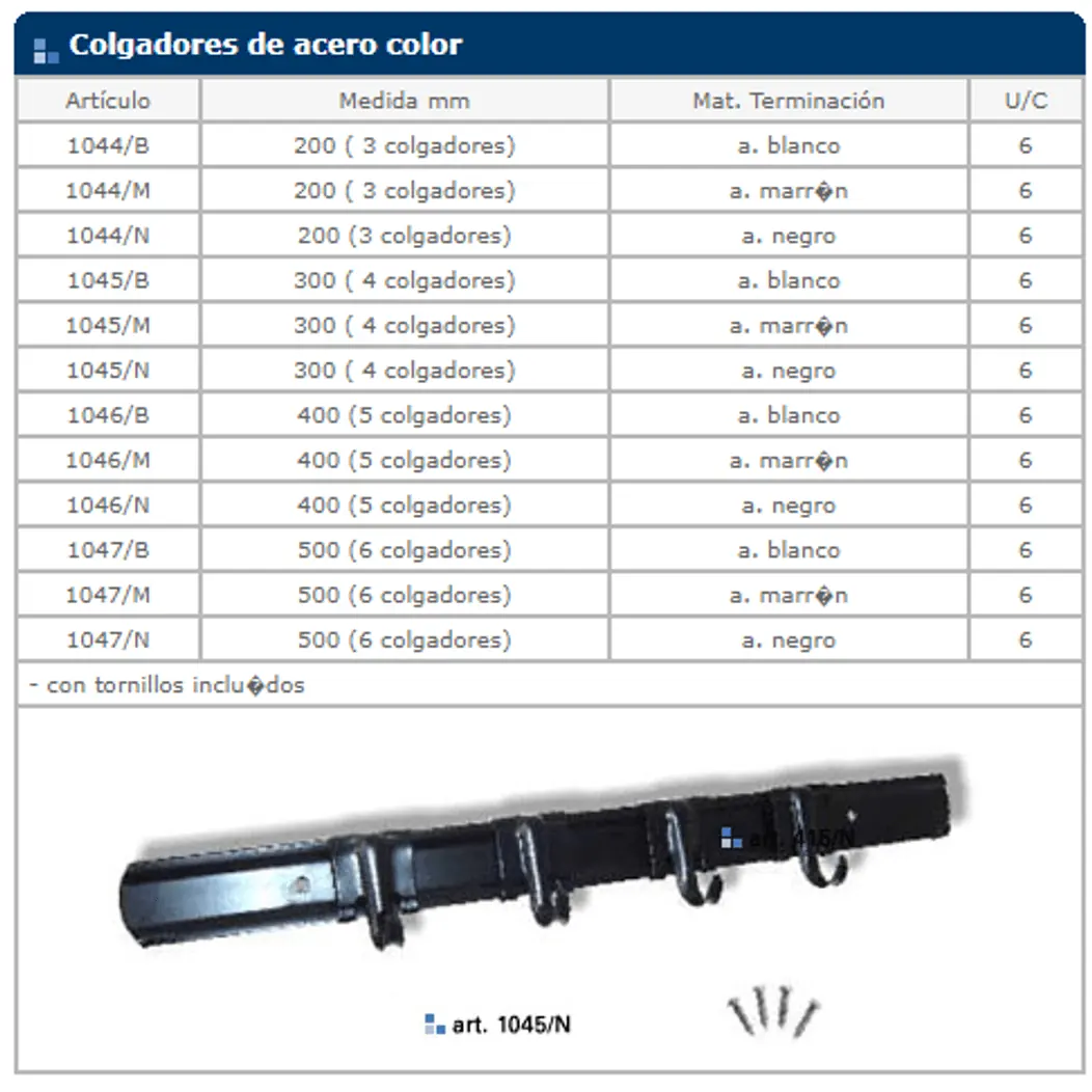 Herrajes general — ficha de catálogo 36