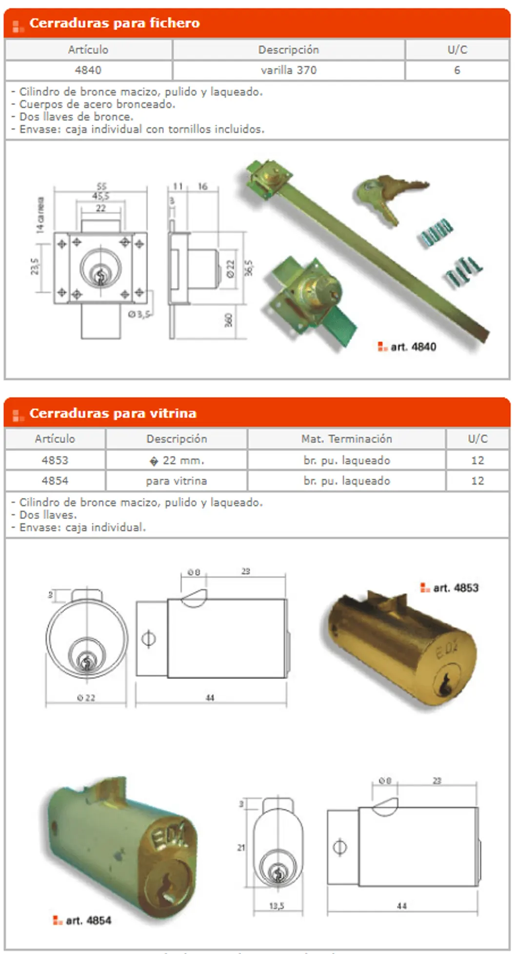 Cerraduras para muebles — ficha de catálogo 10