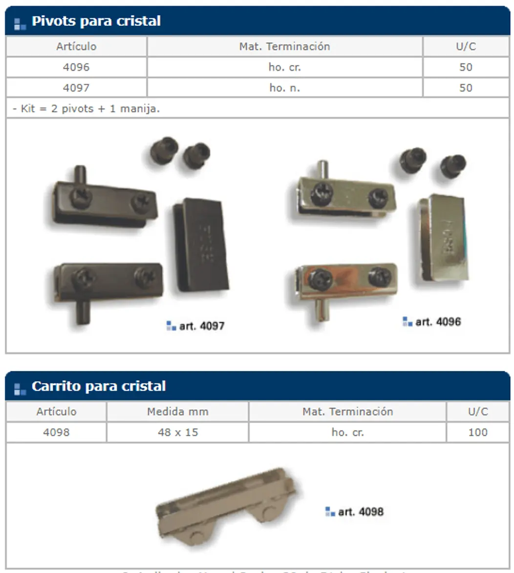 Herrajes general — ficha de catálogo 70