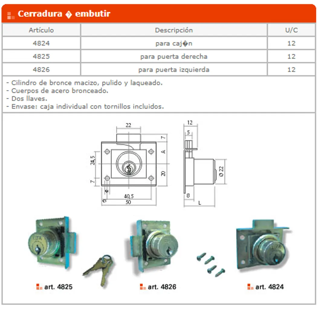 Cerraduras para muebles — ficha de catálogo 7
