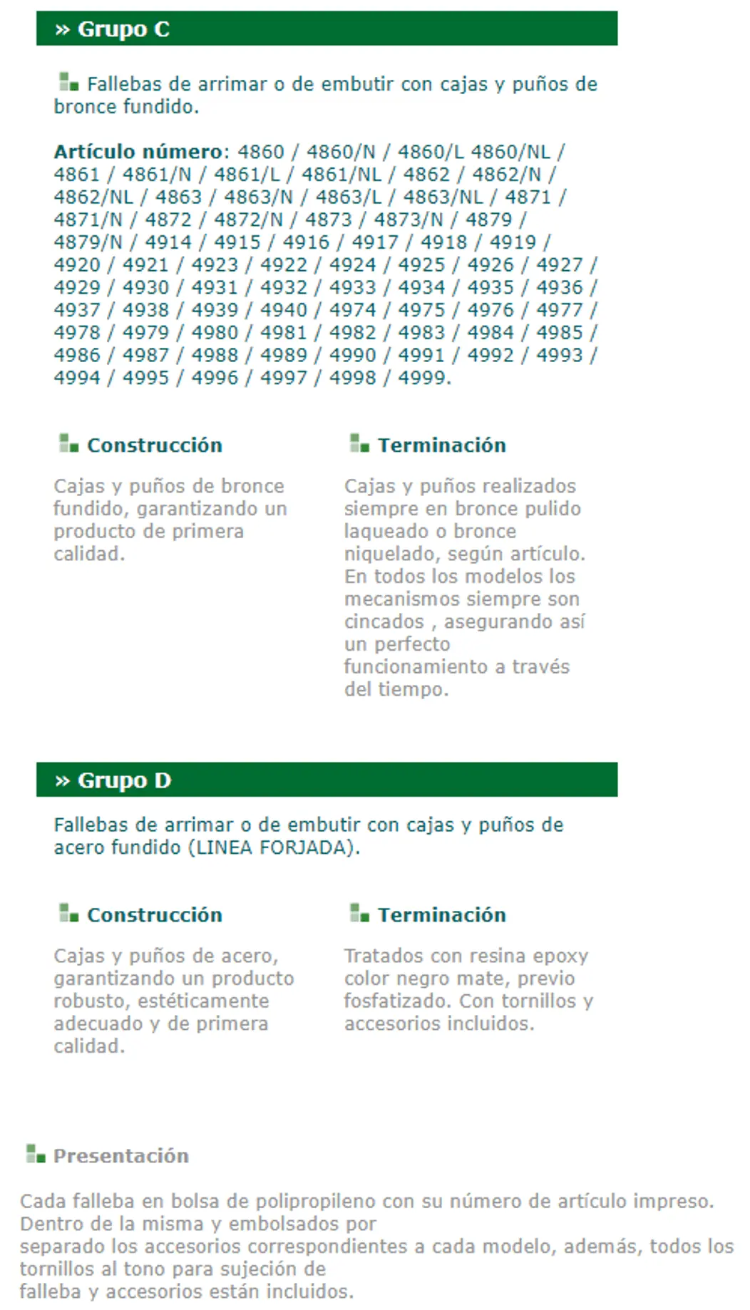 Fallebas — ficha de catálogo 2