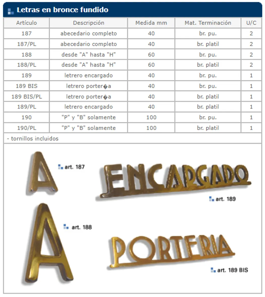 Herrajes general — ficha de catálogo 80