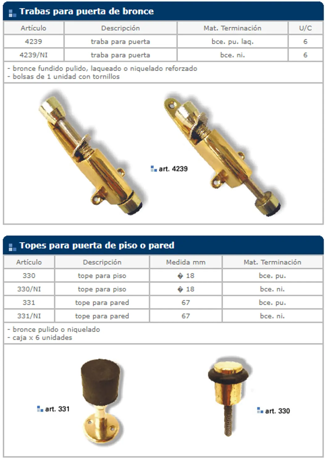 Herrajes general — ficha de catálogo 40