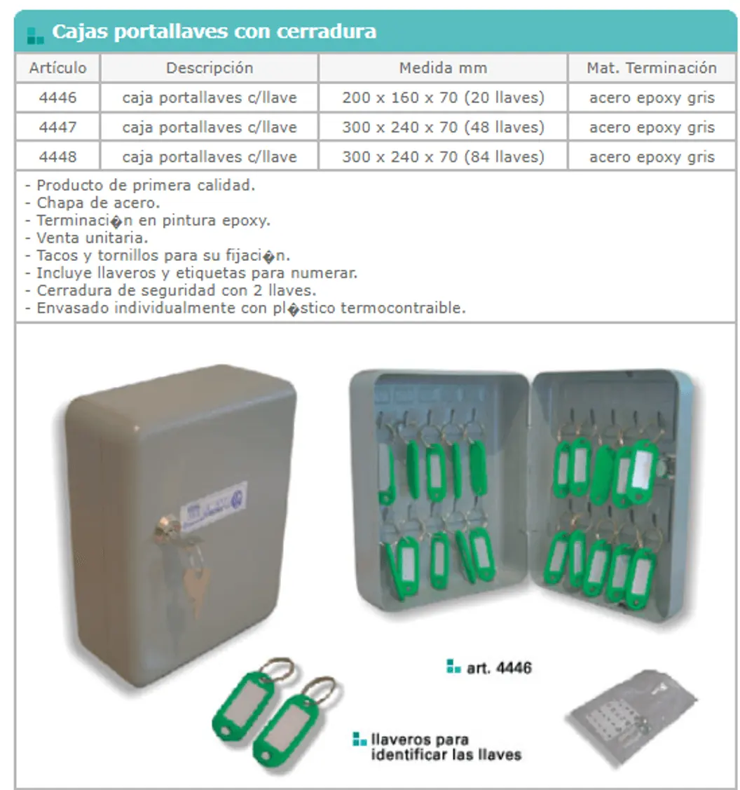 Cajas caudales y portallaves — ficha de catálogo 3
