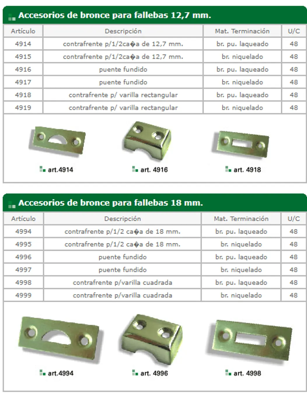 Fallebas — ficha de catálogo 18