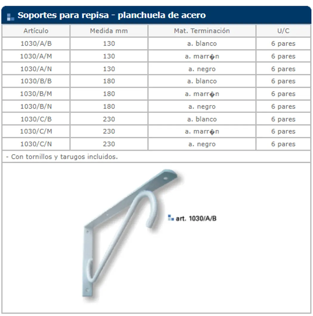 Herrajes general — ficha de catálogo 55