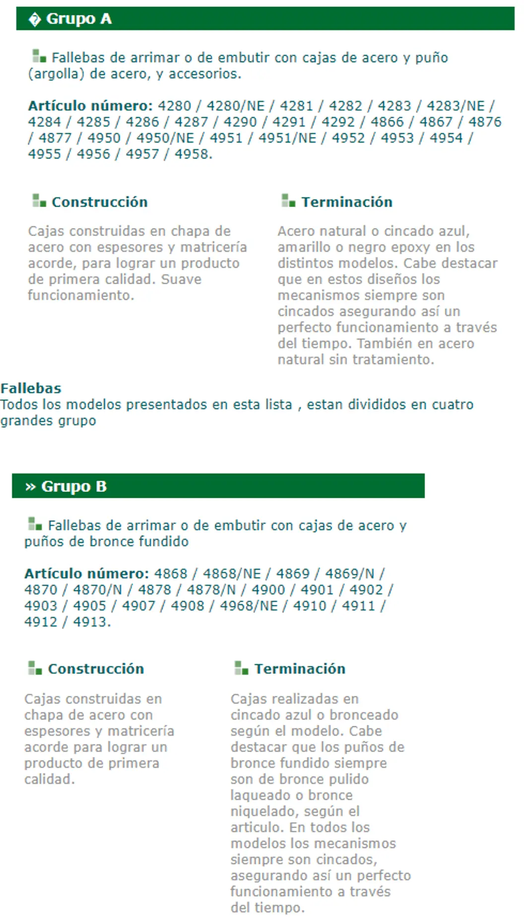 Fallebas — ficha de catálogo 1