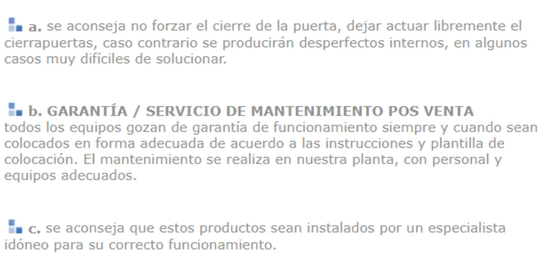 Cierra puertas Hidráulicos y Sistemas Antipánico — ficha de catálogo 1
