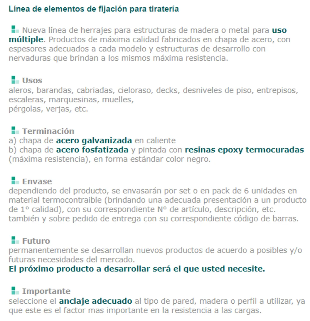 Línea 700 — ficha de catálogo 1