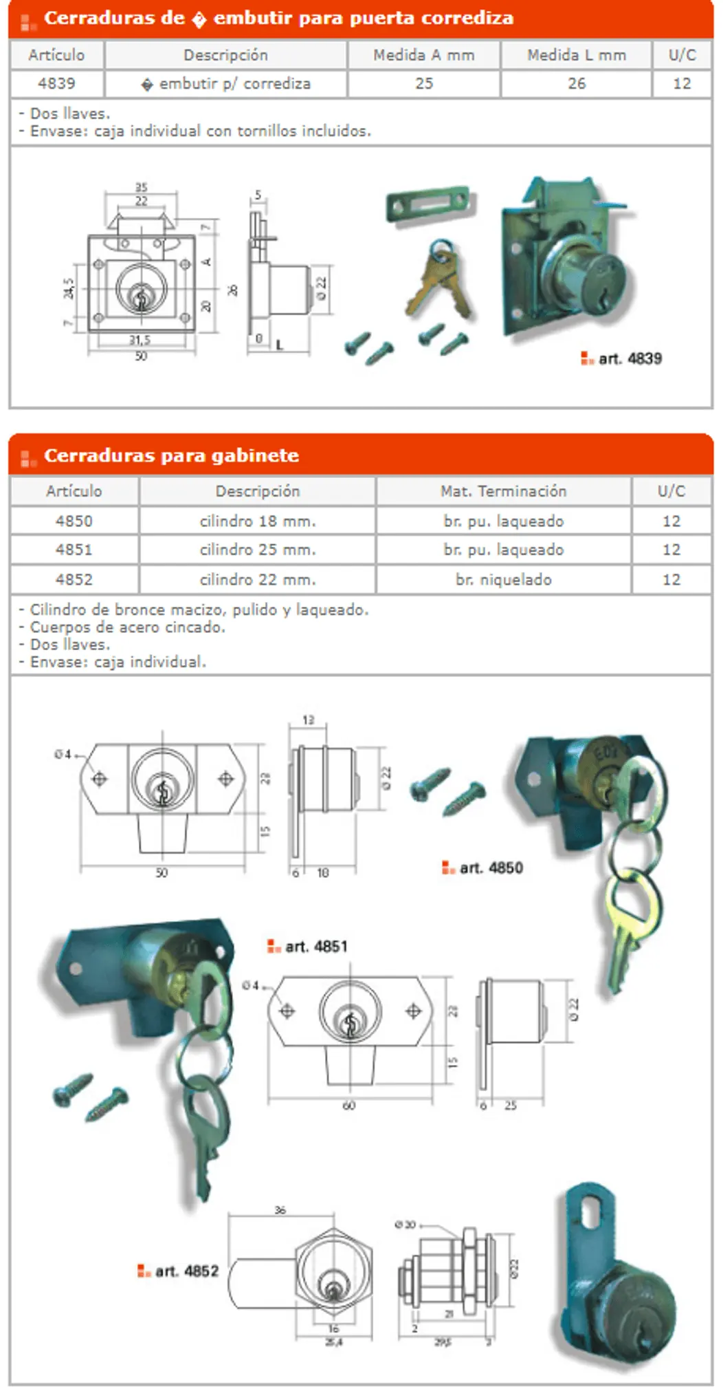 Cerraduras para muebles — ficha de catálogo 9