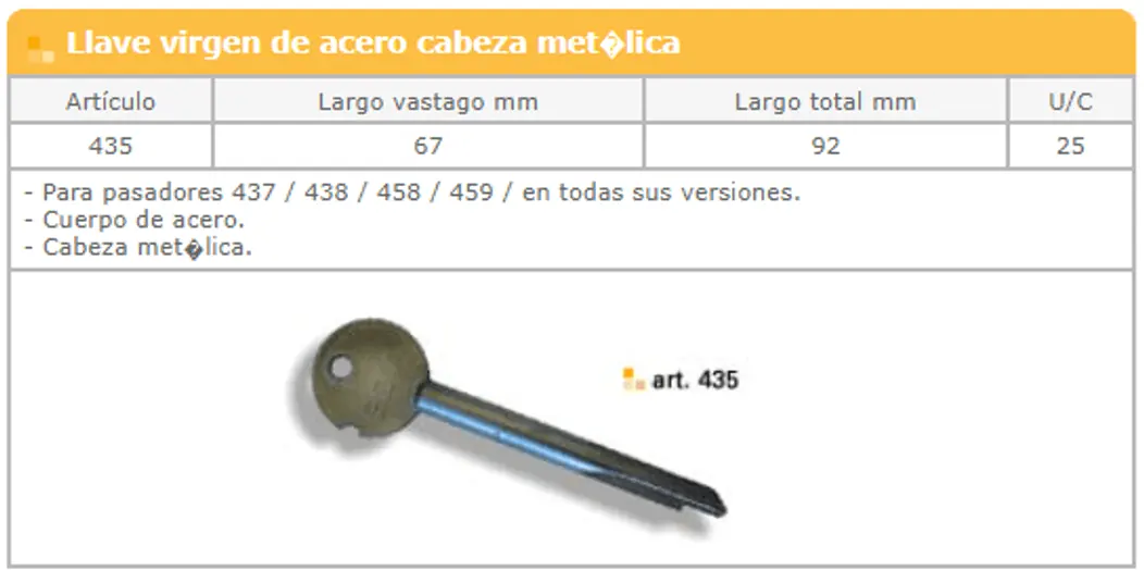 Cerraduras y pasadores con llave — ficha de catálogo 2