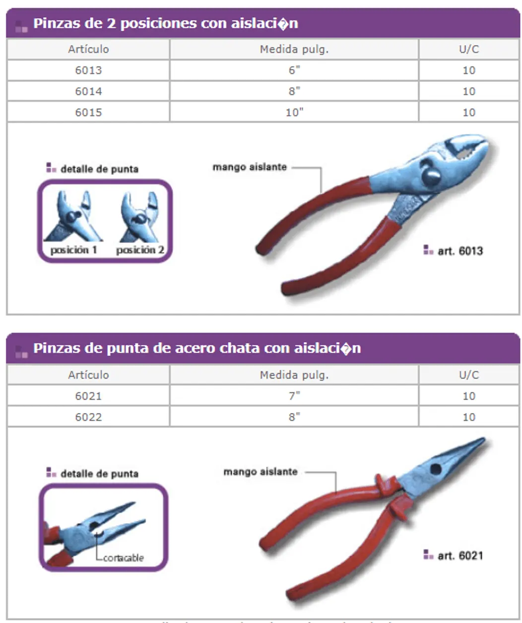Línea 6000 — ficha de catálogo 2