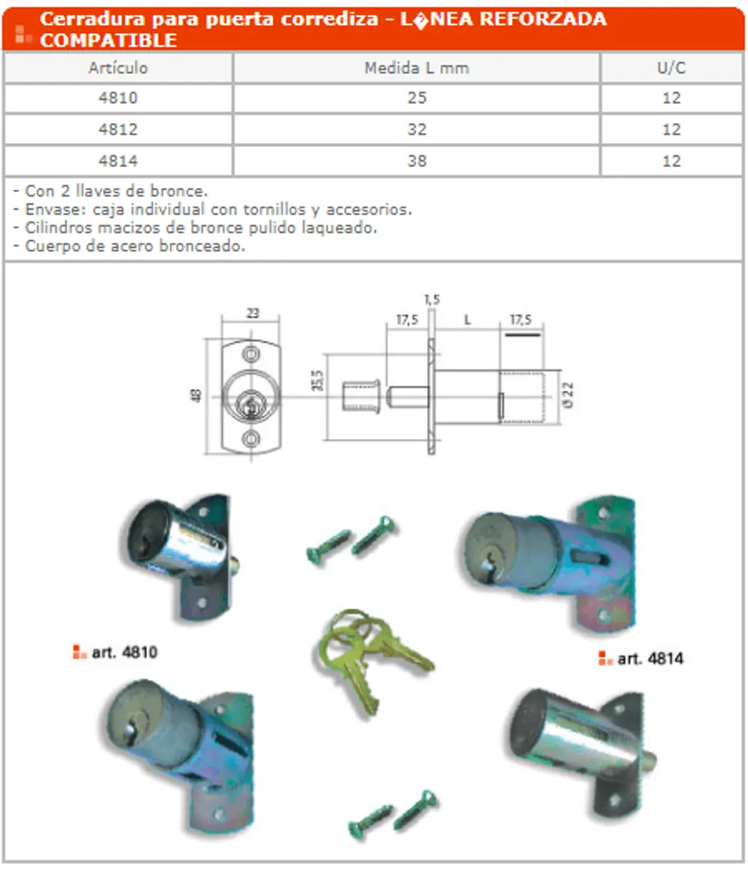 Cerraduras para muebles — ficha de catálogo 3