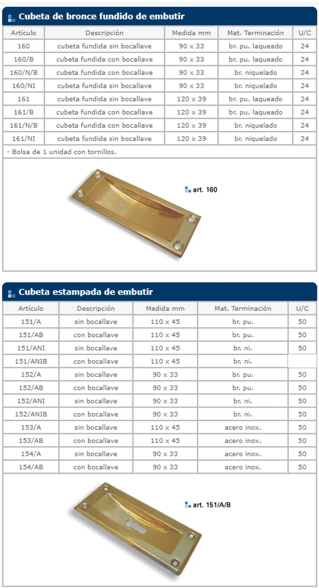 Herrajes general — ficha de catálogo 74