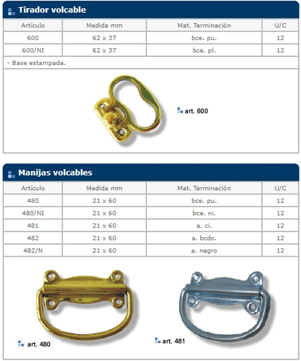 Herrajes general — ficha de catálogo 45