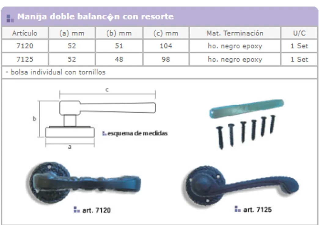 Manijas y manijones para obras — ficha de catálogo 11