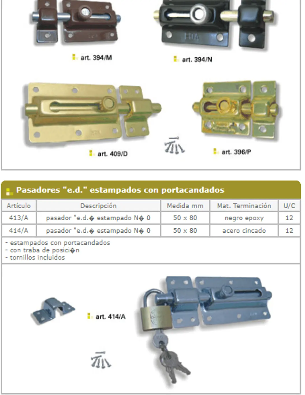 Pasadores — ficha de catálogo 8