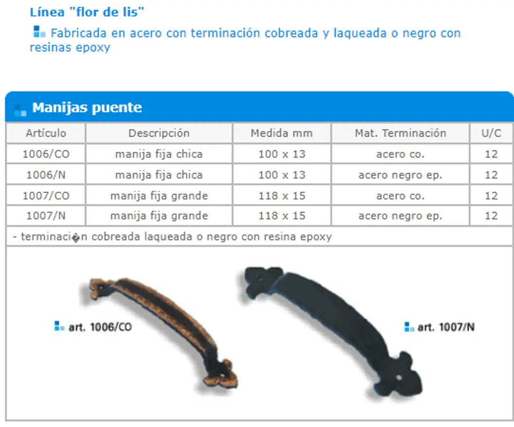 Línea flor de lis para muebles — ficha de catálogo 2