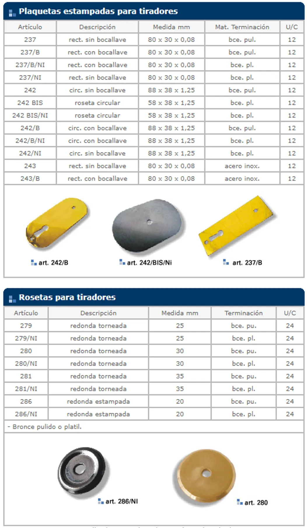 Herrajes general — ficha de catálogo 42